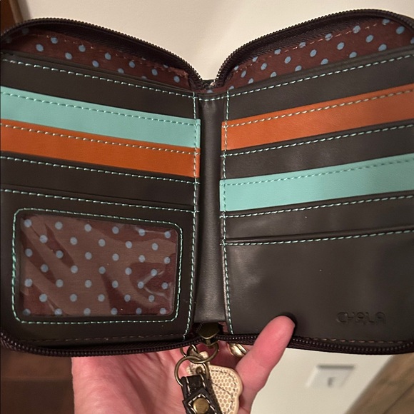 Chala Navy Flip-Flop Wallet with Floral Accents - Picture 7 of 11